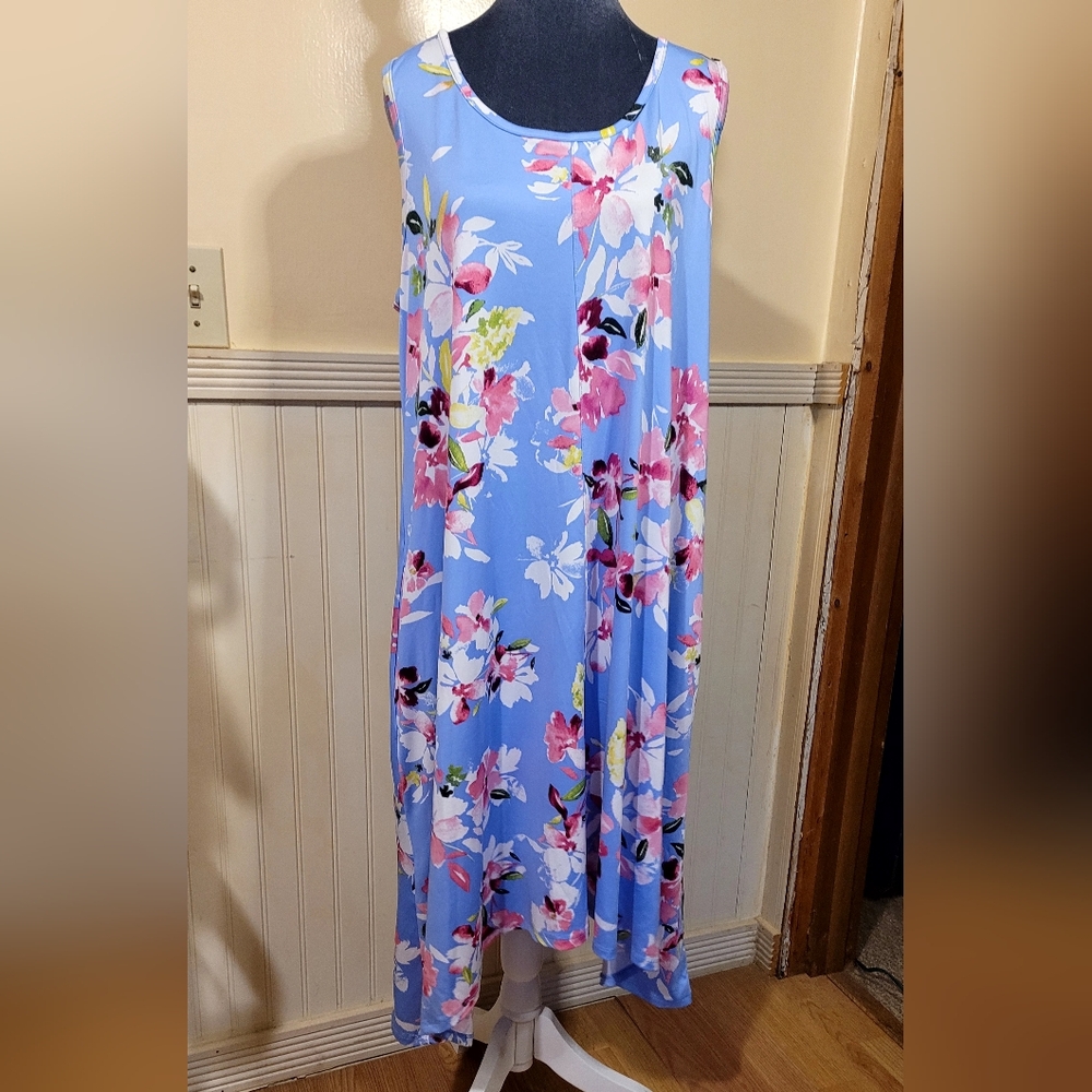 Avon Floral Maxi Dress in Blue and Pink